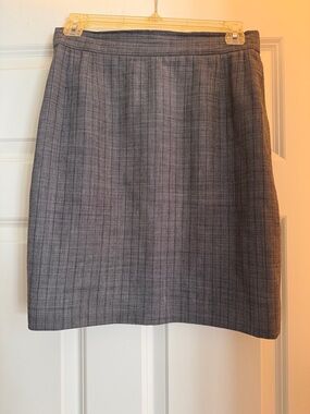 Escada Gray Plaid Pencil Skirt Gray Black stripe Mini